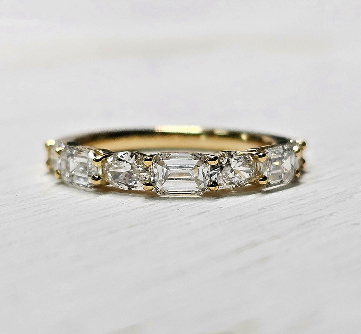 14k Yellow Gold Lab Grown Diamond Emerald and Oval Band 1.35ctw