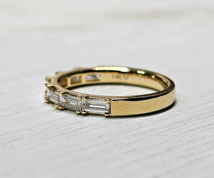 14k Yellow Gold Lab Grown Baguette Diamond Band .75ctw