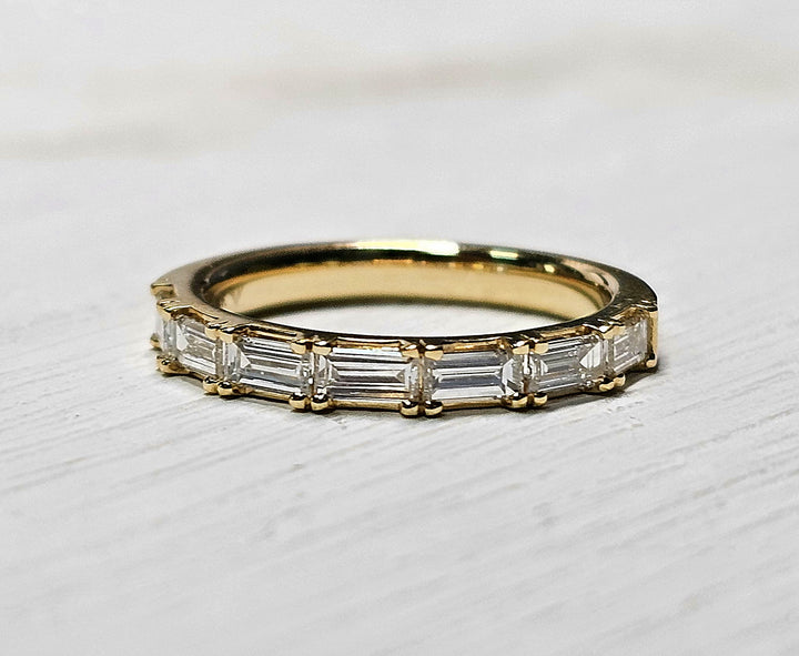 14k Yellow Gold Lab Grown Baguette Diamond Band .75ctw