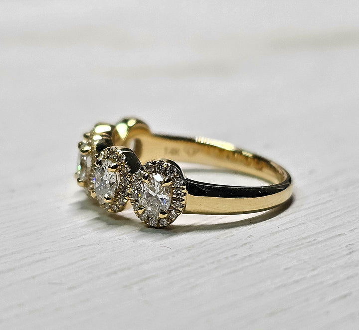 14k Yellow Gold Oval Halo Lab Grown Diamond Band