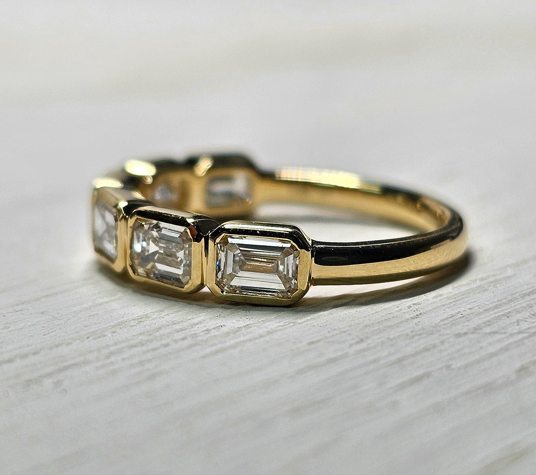 14k Yellow Gold Lab Grown Emerald Cut Bezel Set Diamond Band 1.5ctw