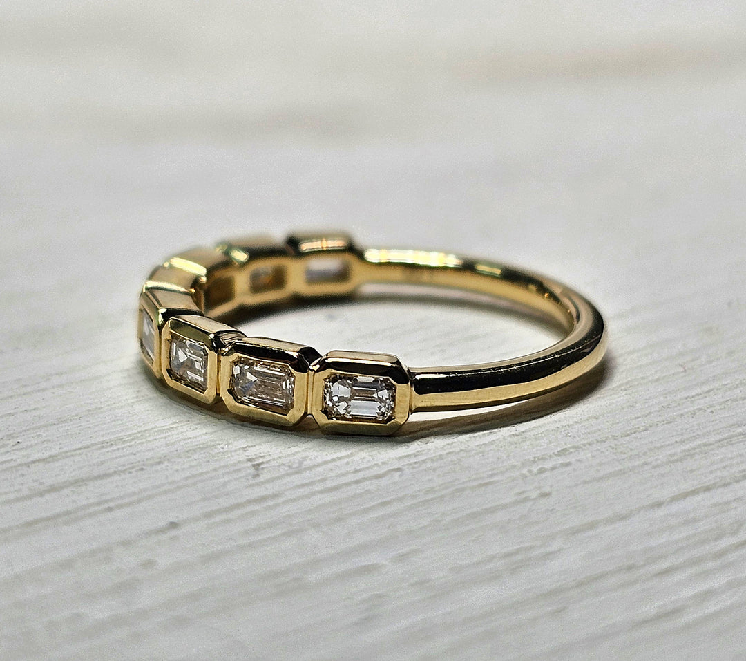 14k Yellow Gold Lab Grown Emerald Cut Diamond Bezel Set Band 7/8ctw