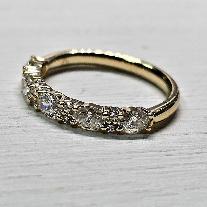 14k Yellow Gold .88ctw Oval East to West Band