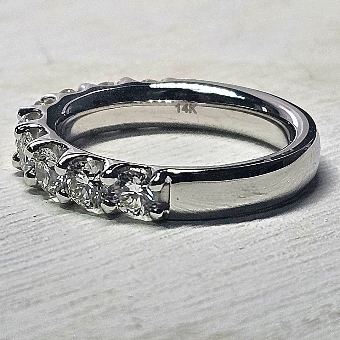 14K White Gold 1.5ctw Shared Prong Round Diamond Anniversary Band