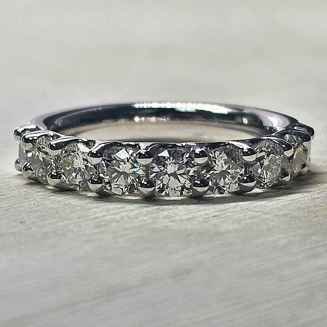 14K White Gold 1.5ctw Shared Prong Round Diamond Anniversary Band