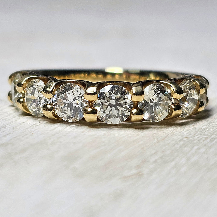 14k Yellow Gold 7 Stone Diamond Band 1.75ctw Pre-Owned