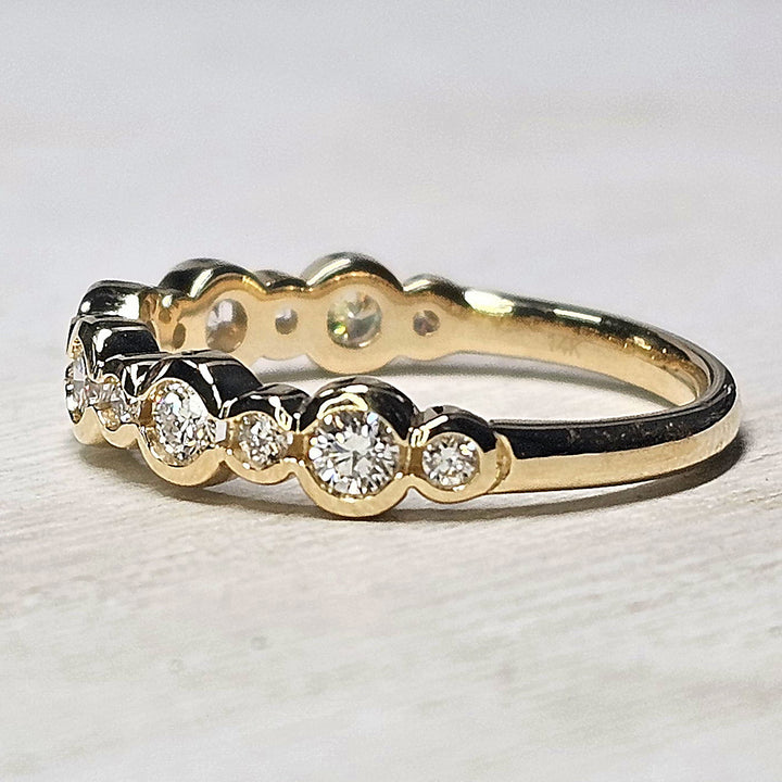 14k Yellow Gold Bezel Set Round Diamond Wedding Band .52ctw