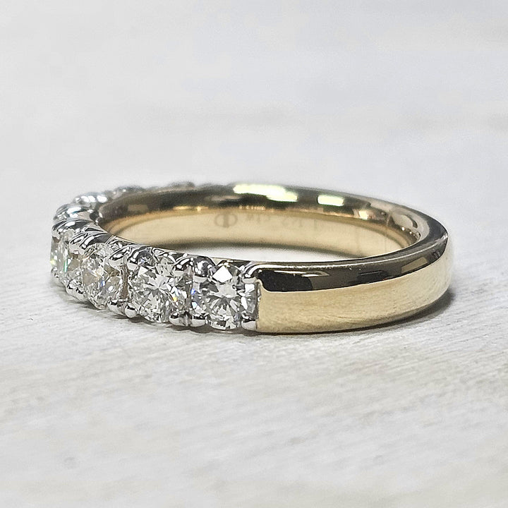 14k Two Tone French Pave Fishtail Diamond Band 1.5ctw