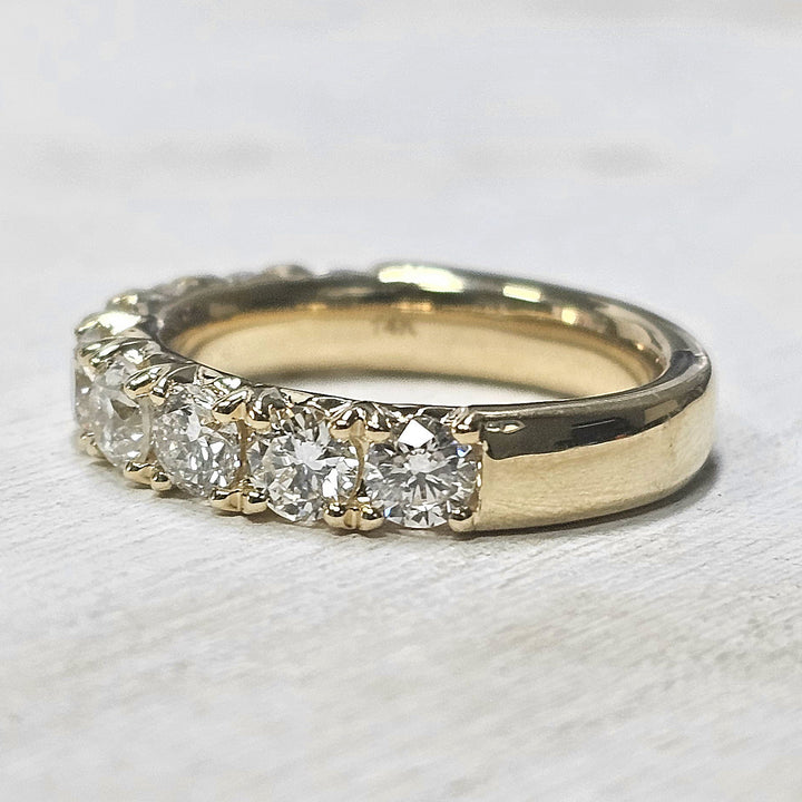 14k Yellow Gold French Pave Fishtail Diamond Band 2ctw