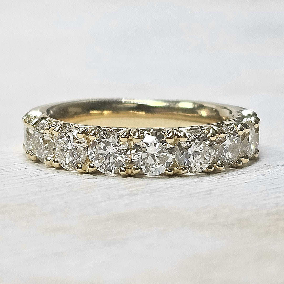 14k Yellow Gold French Pave Fishtail Diamond Band 2ctw