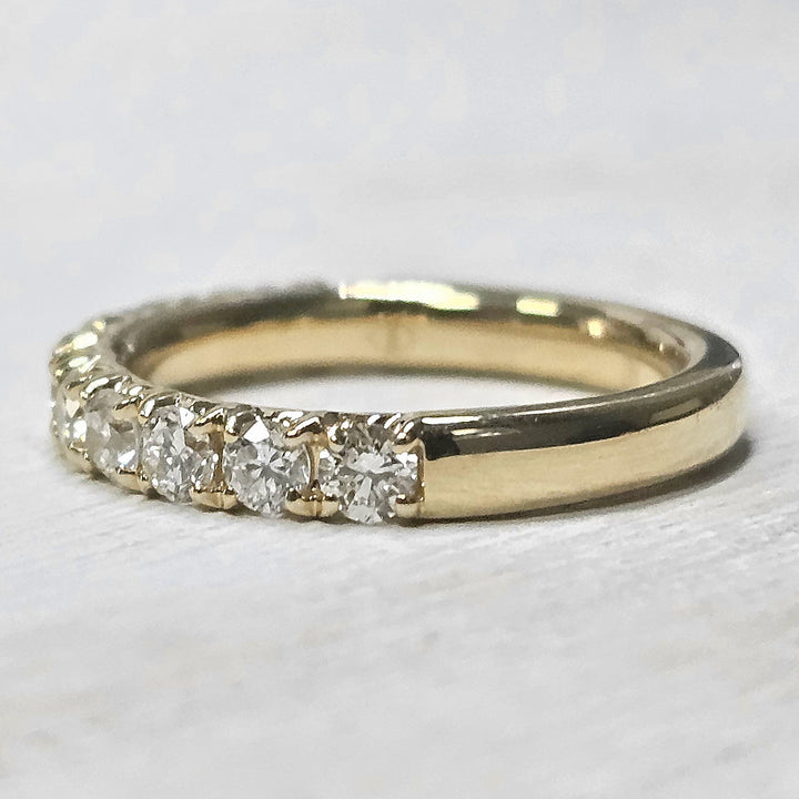 14k Yellow Gold French Pave Fishtail Diamond Band 1ctw