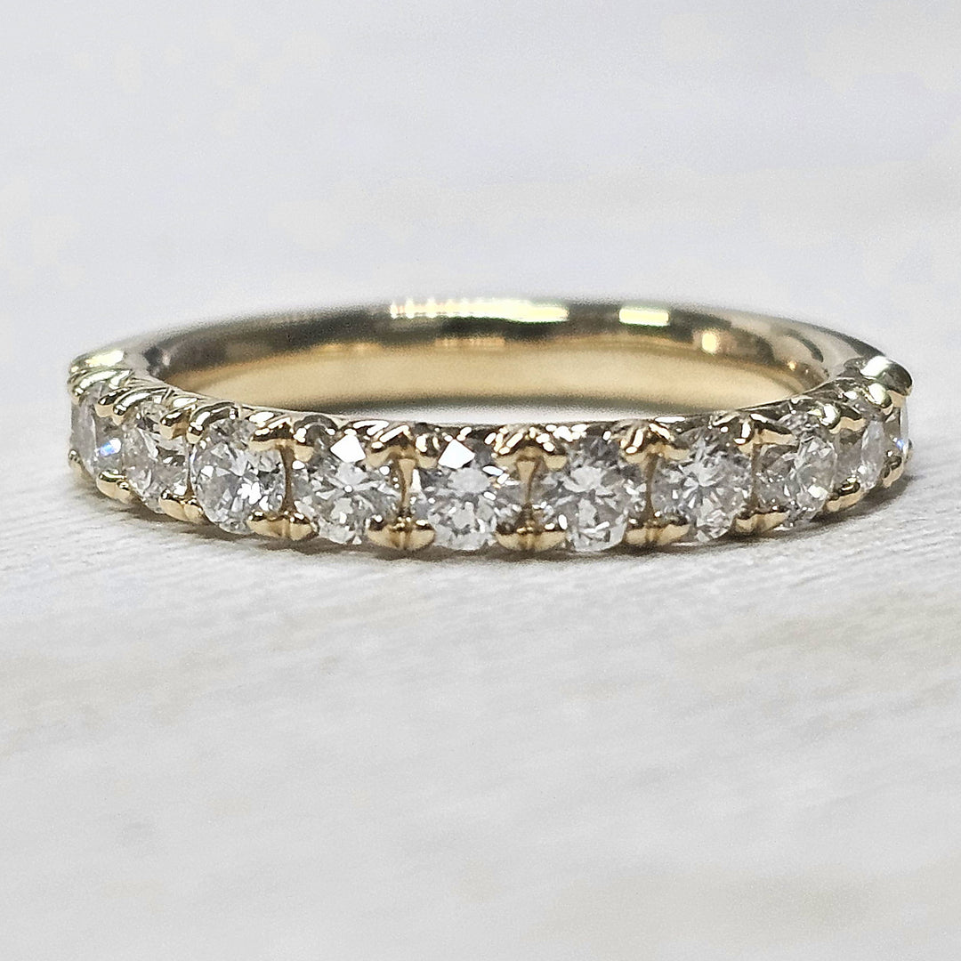 14k Yellow Gold French Pave Fishtail Diamond Band 1ctw