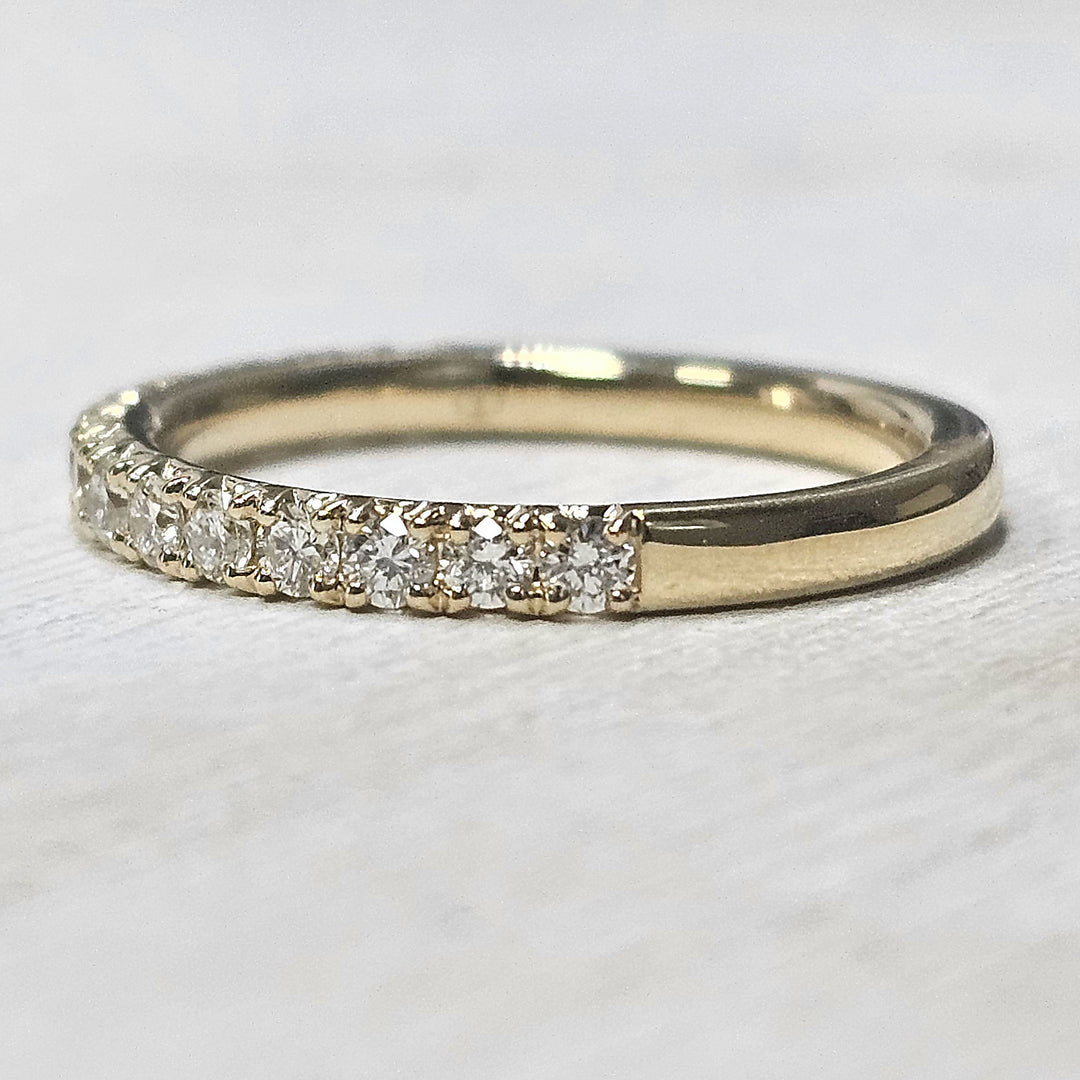 14k Yellow Gold French Pave Fishtail Diamond Band .5ctw