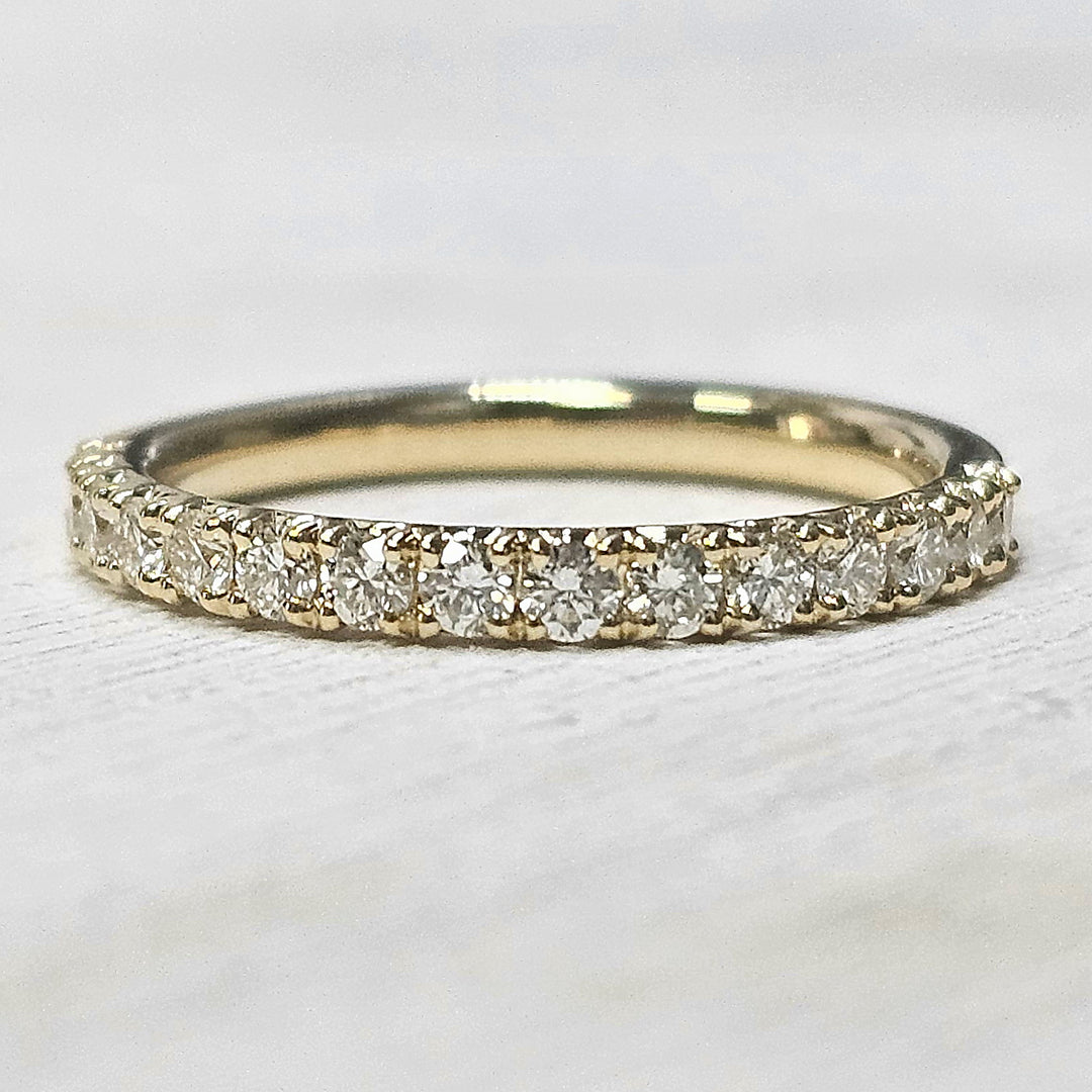14k Yellow Gold French Pave Fishtail Diamond Band .5ctw