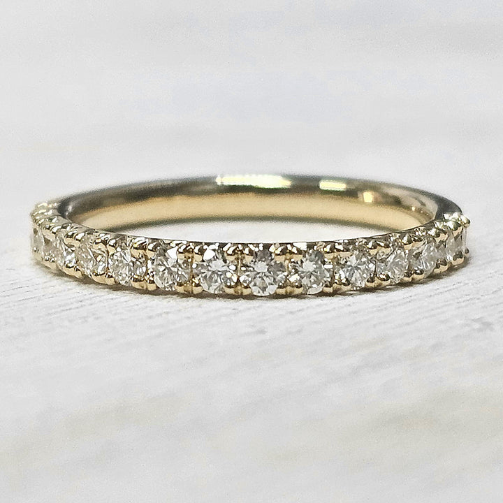 14k Yellow Gold French Pave Fishtail Diamond Band .5ctw