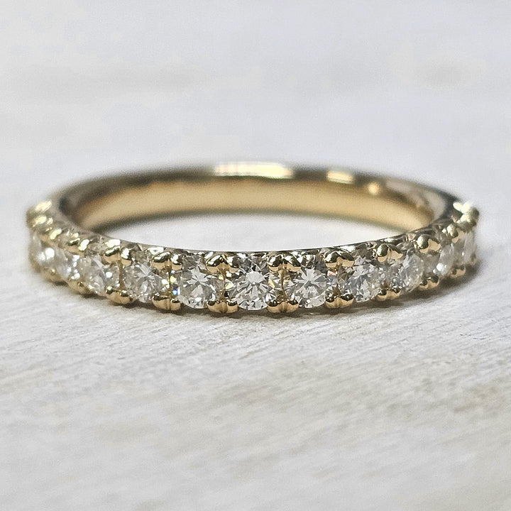 14k Yellow Gold French Pave Fishtail Diamond Band .75ctw