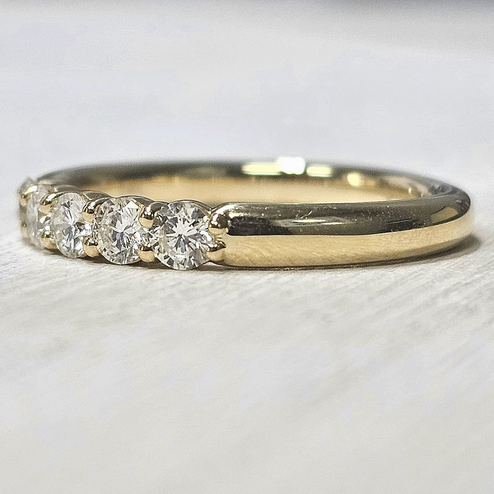 14k Yellow Gold Five Stone Diamond Anniversary Band .75ctw