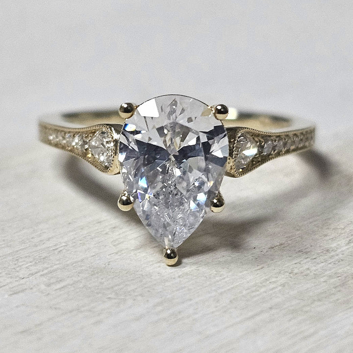 14k Yellow Gold .32 ctw Diamond Milgrain Engagement Ring Semi- Mounting