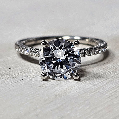 14k White Gold 0.59 Ctw Pave Diamond Engagement Ring Mounting