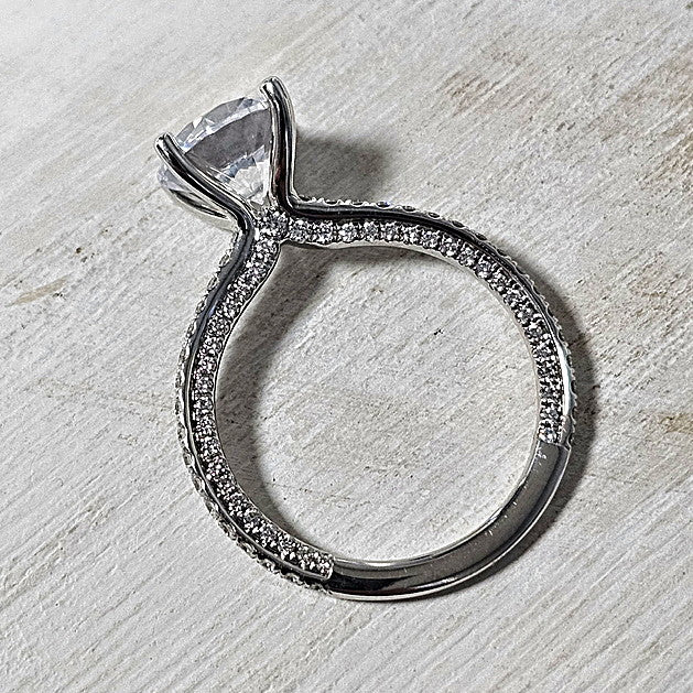 14k White Gold 0.59 Ctw Pave Diamond Engagement Ring Mounting