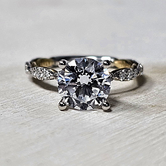 14k Two Tone Gold 0.37 Ctw Diamond Engagement Ring Mounting