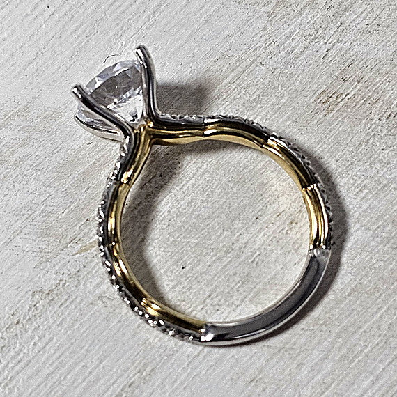 14k Two Tone Gold 0.37 Ctw Diamond Engagement Ring Mounting