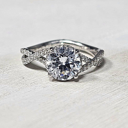 14k White Gold 0.39 Ctw Twisted Diamond Shank Engagement Ring Mounting