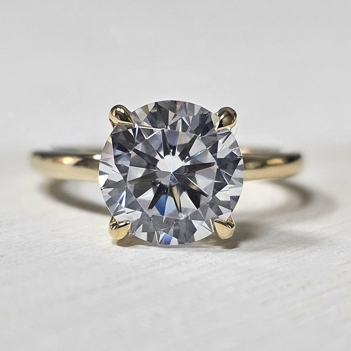 14k Yellow Gold .05 ctw Hidden Halo Solitaire Mounting