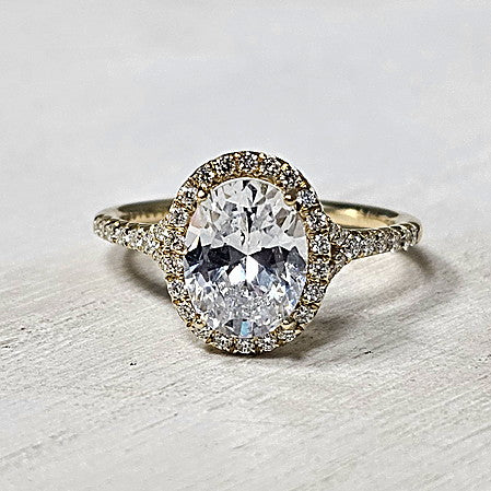 14k Yellow Gold 0.28 Ctw Diamond Halo Split Shank Engagement Ring