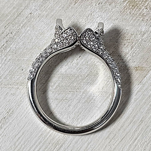 14k White Gold 1.01 Ctw Diamond Floral-Inspired Pave Engagement Ring Mounting