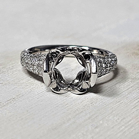 14k White Gold 1.01 Ctw Diamond Floral-Inspired Pave Engagement Ring Mounting