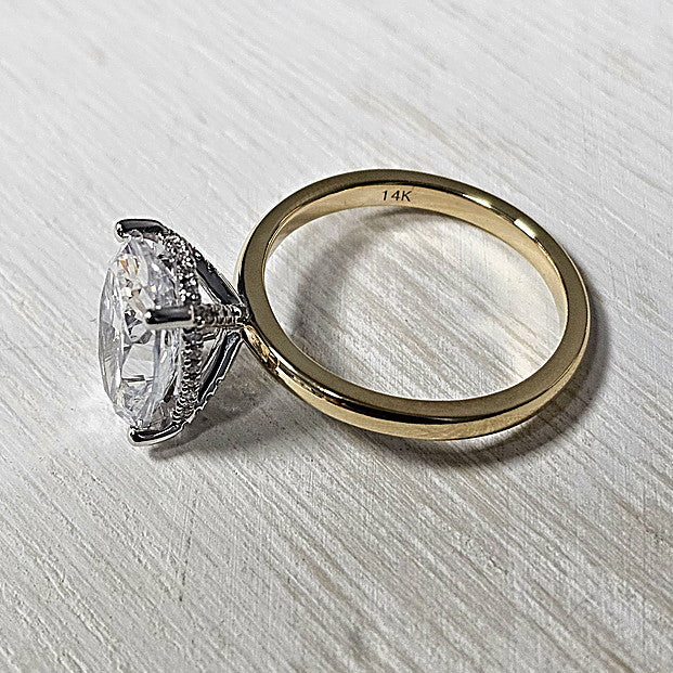 14k Two Tone Gold 0.10 Ctw Diamond Hidden Halo Engagement Ring Setting