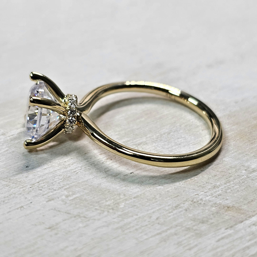 14k Yellow Gold 0.07 Ctw Diamond Hidden Halo Solitare Engagement Mounting