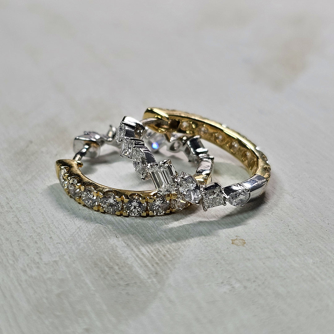 14k Two Tone Reversable 3.38ctw Lab Grown Diamond Hoops