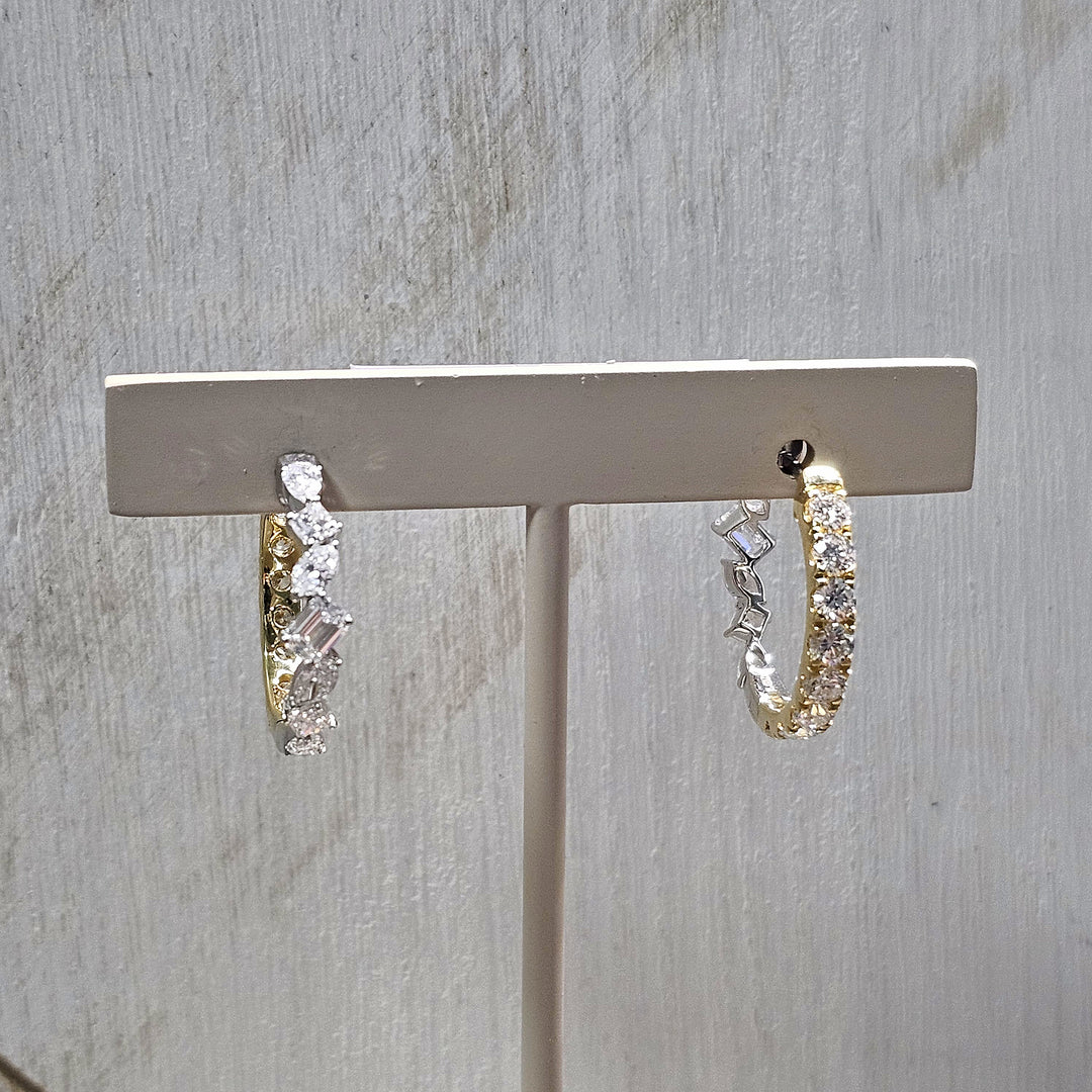 14k Two Tone Reversable 3.38ctw Lab Grown Diamond Hoops