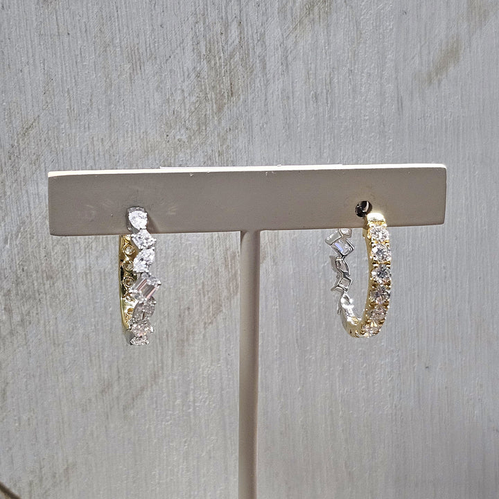 14k Two Tone Reversable 3.38ctw Lab Grown Diamond Hoops