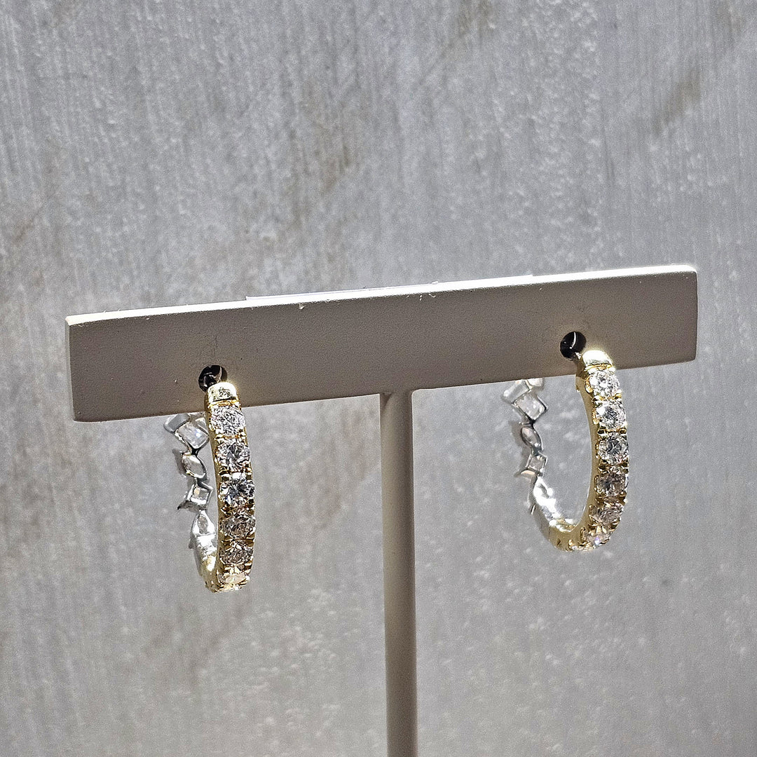 14k Two Tone Reversable 3.38ctw Lab Grown Diamond Hoops