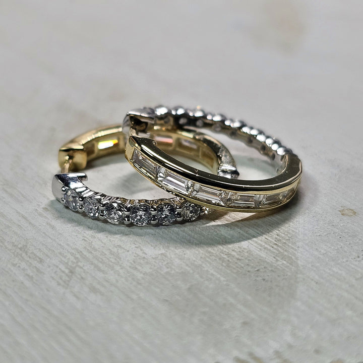 14k Two Tone Reversable 2.50ctw Lab Grown Diamond Hoops