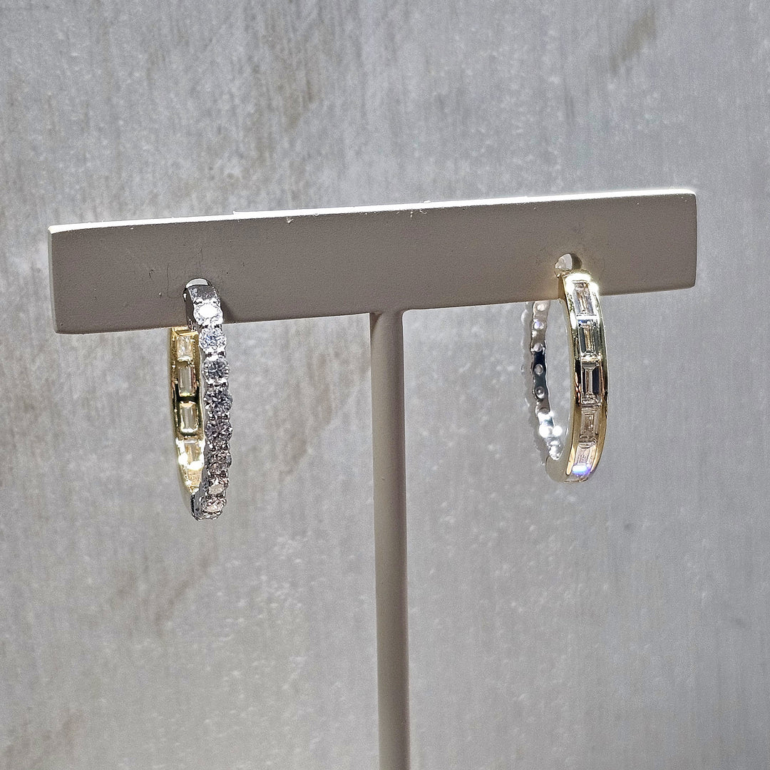 14k Two Tone Reversable 2.50ctw Lab Grown Diamond Hoops