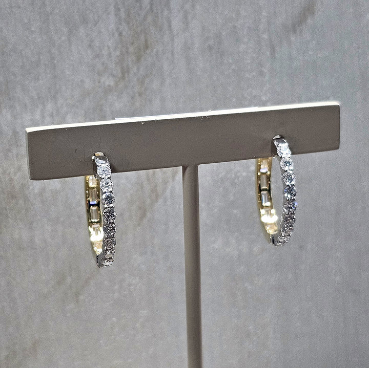 14k Two Tone Reversable 2.50ctw Lab Grown Diamond Hoops