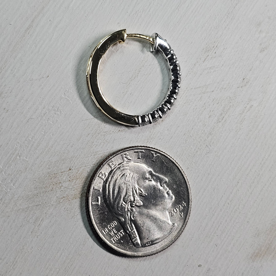 14k Two Tone Reversable 2.50ctw Lab Grown Diamond Hoops