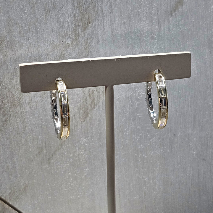 14k Two Tone Reversable 2.50ctw Lab Grown Diamond Hoops