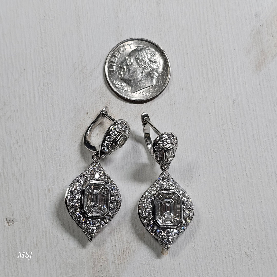 18k White Gold 3.75ctw Stunning Diamond Earrings