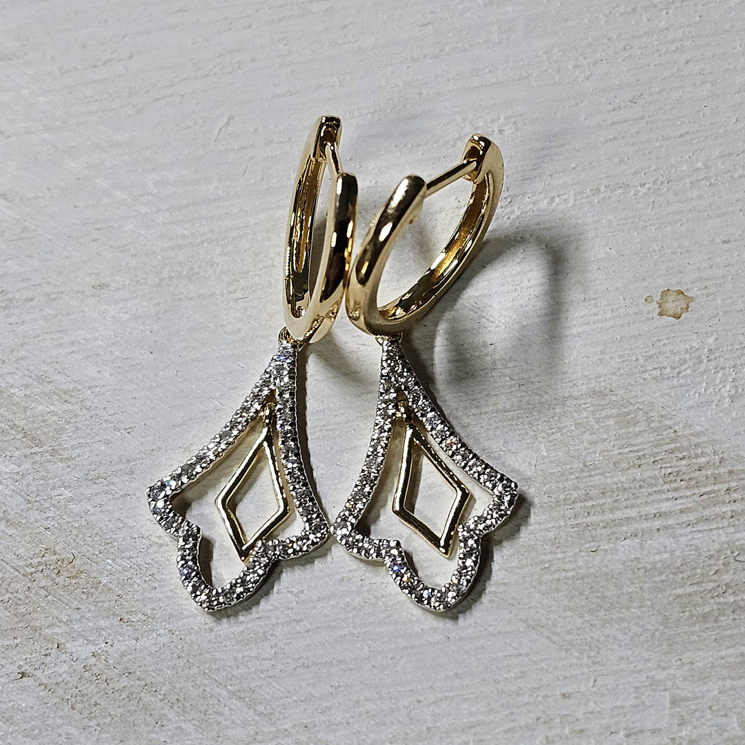 14k Two Tone .17ctw Dangle Earrings