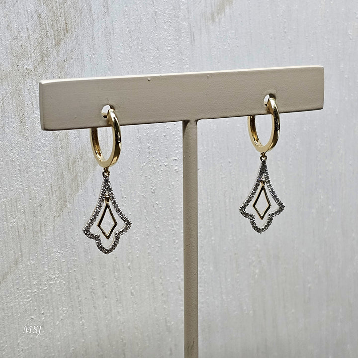 14k Two Tone .17ctw Dangle Earrings
