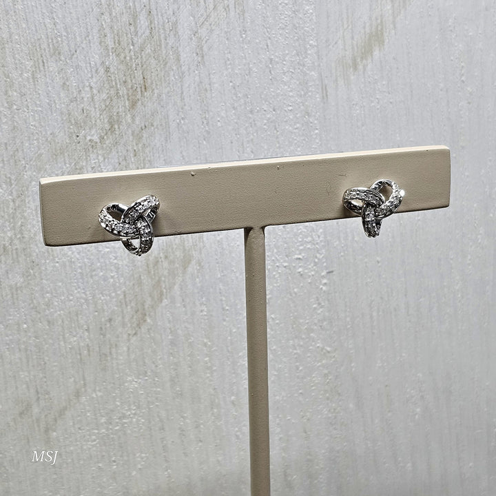 10k White Gold .10ctw Love Knot Earrings
