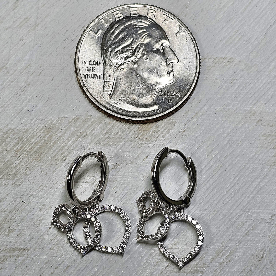 Sylvie Héritage Shell Trio Dangle Diamond Earrings 14k White Gold .40ctw