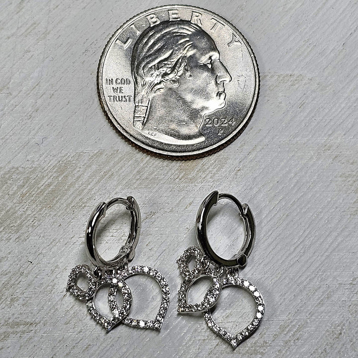 Sylvie Héritage Shell Trio Dangle Diamond Earrings 14k White Gold .40ctw