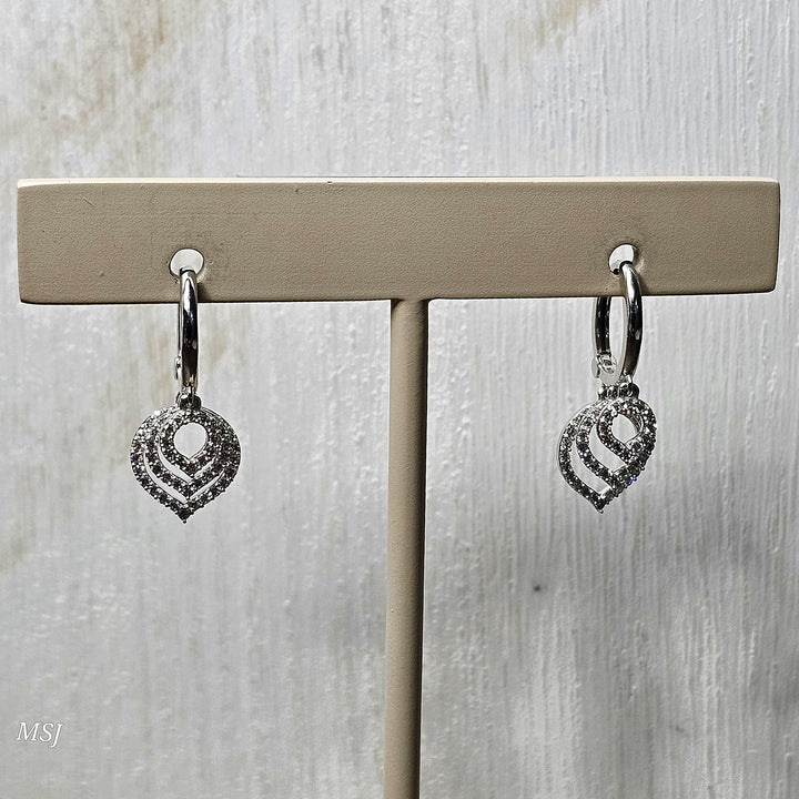 Sylvie Héritage Shell Trio Dangle Diamond Earrings 14k White Gold .40ctw