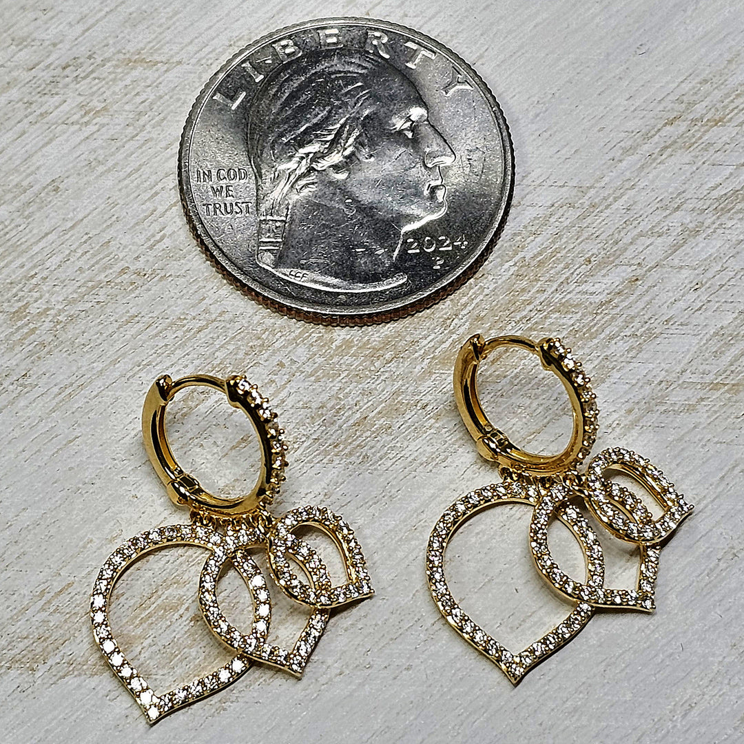 Sylvie Héritage Shell Triple Dangle Diamond Earrings 14k Yellow Gold .72ctw